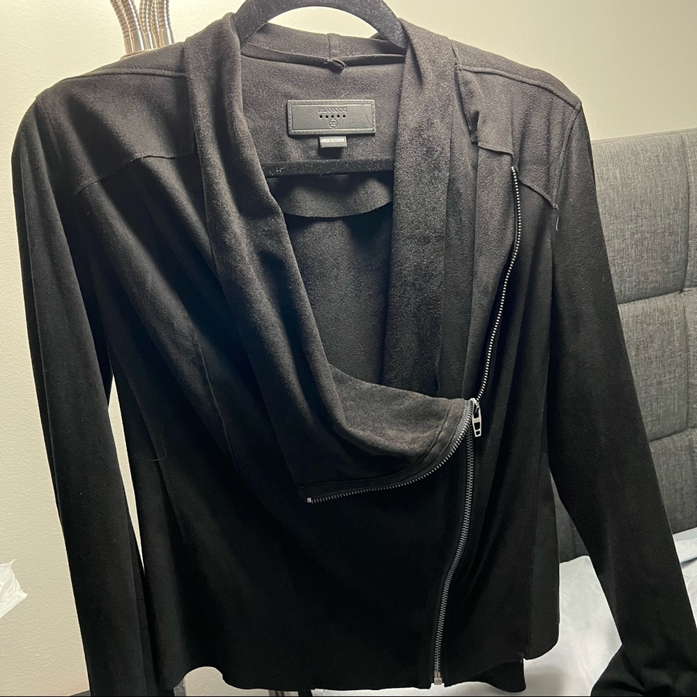 Blank NYC faux suede asymmetrical zip up jacket